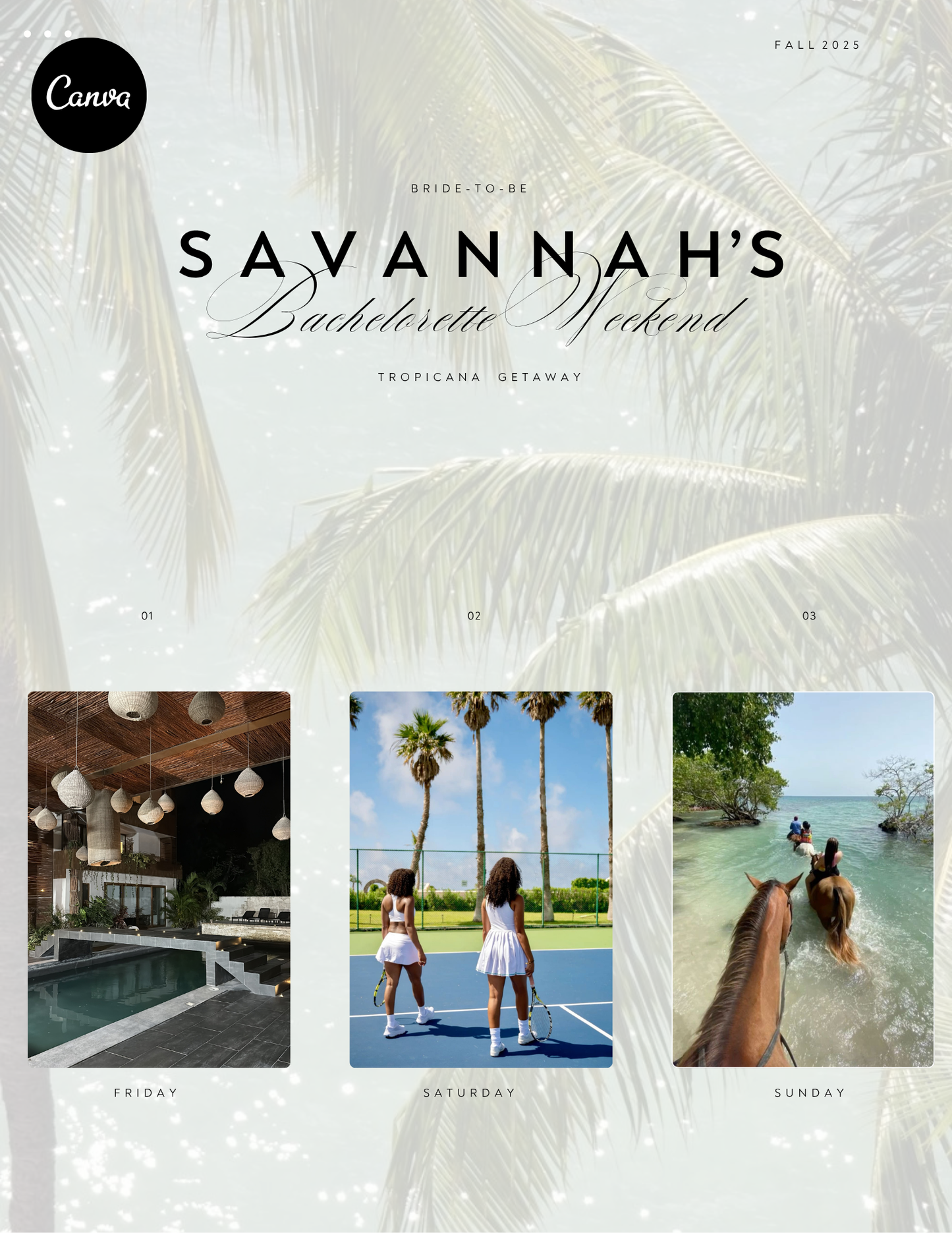 Bachelorette Weekend Itinerary Package